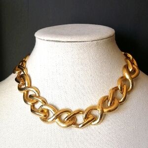 Vintage Napier (Unsigned) Goldtone Polished Brushed Oval Eternity Links Necklace